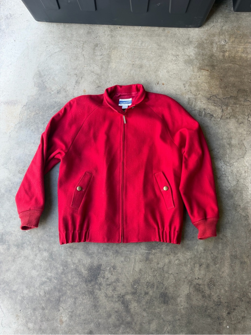 Pendleton 80s 100% Virgin Wool Full Zip Bomber Stand Up Collar Jacket Red Mens S